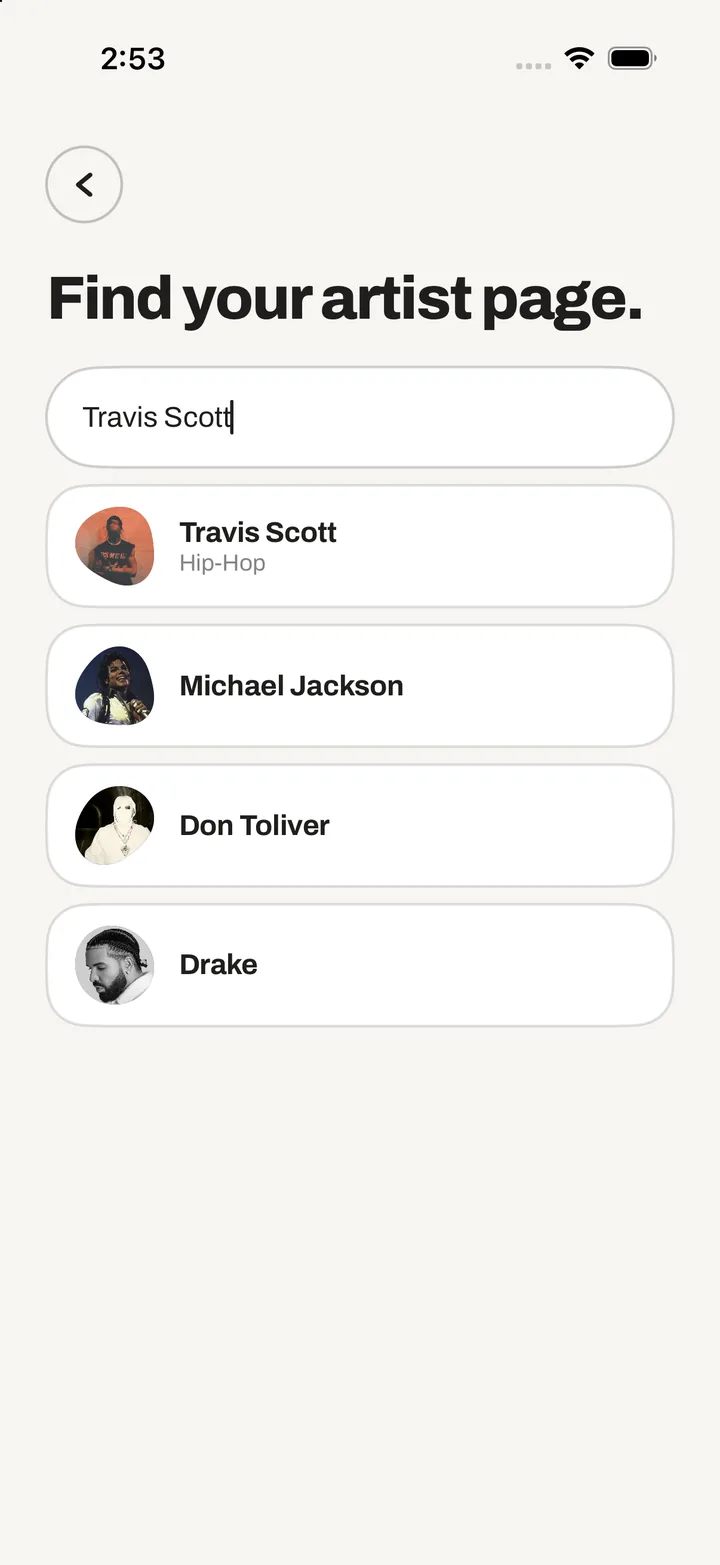 Find your artist page