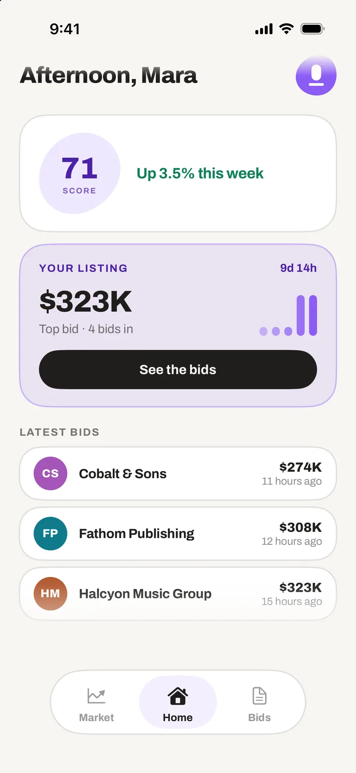New Deal — Artist home with bids